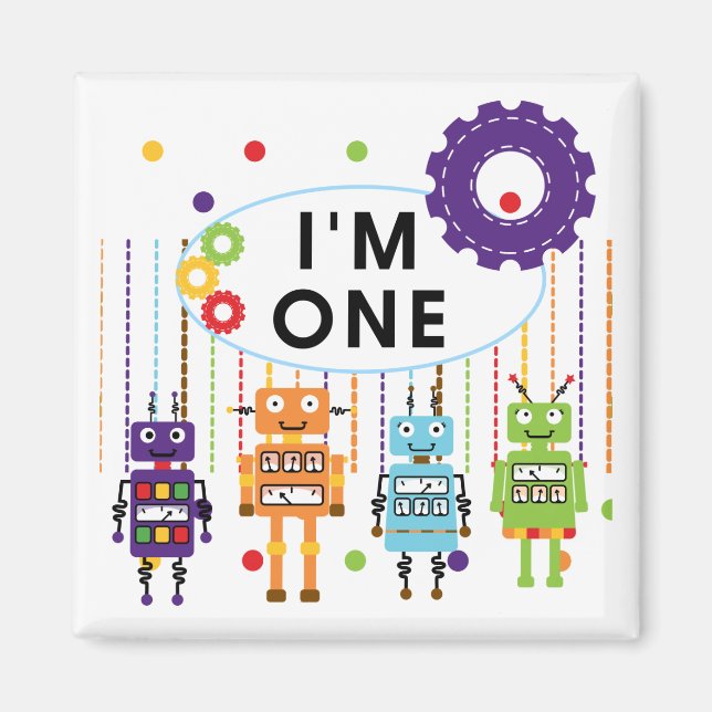 Robot First Birthday Tshirts and Gifts Magnet (Front)