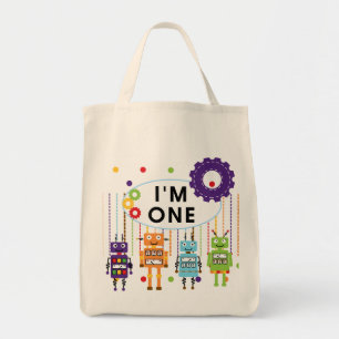 Robot First Birthday Tshirts and Gifts Tote Bag