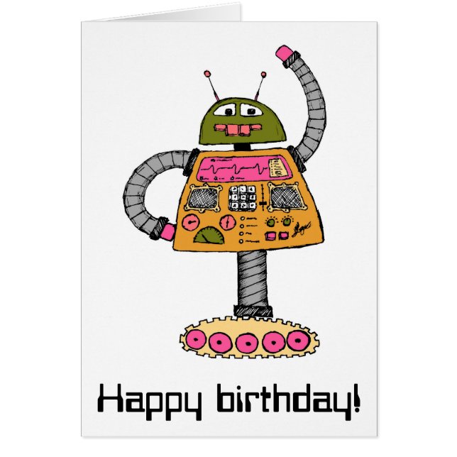 Robot Frankie, orange sur blanc (Devant)