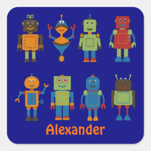 Robot Friends Child's Personalized Sticker