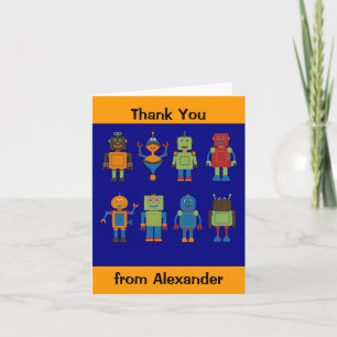 Robot Friends Child's Personalized Thank You Card