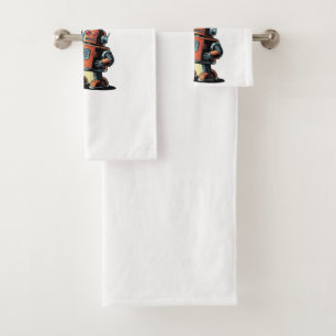 robot from the 1950s bath towel set