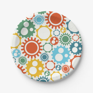 Robot Gears Pattern Paper Plate