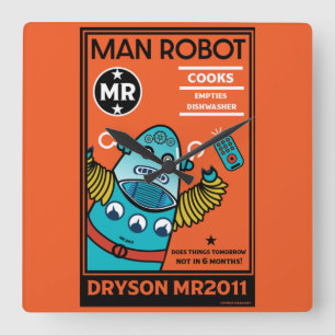 Robot Gifts For Anniversary Or Wedding     Square Wall Clock