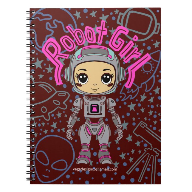 Robot Girl Spiral Notebook (Front)