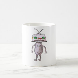 Robot gris tasse blanche classique de 11 onces