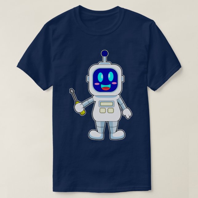 Robot Handyman Screwdriver T-Shirt (Design Front)