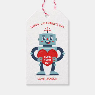 Robot Heart Cute Personalized Valentine Gift Tags