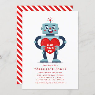 Robot Heart Cute Valentine's Day Party Invitation