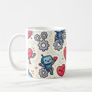 Robot Heart Love Mug – Cute Valentine Pattern