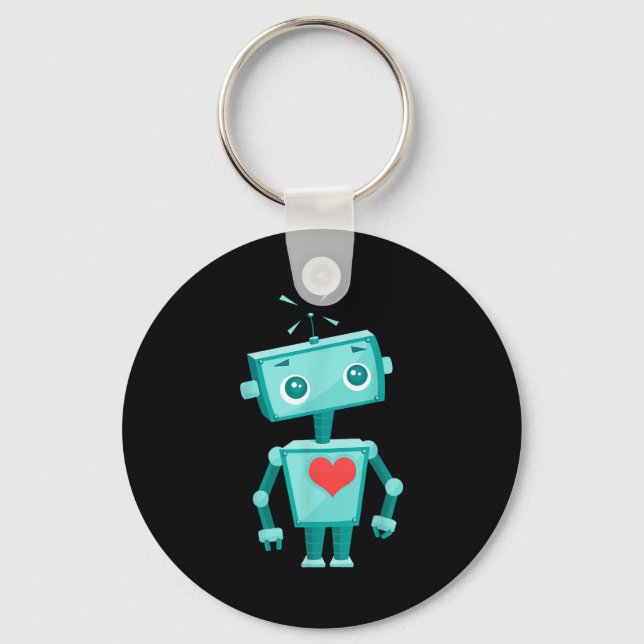 Robot Heart Valentine's Day For Kids Girls  Keychain (Front)