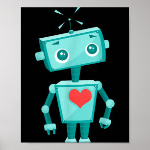 Robot Heart Valentine's Day For Kids Girls Poster