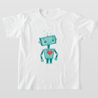 Robot Heart Valentine's Day For Kids Girls T-Shirt