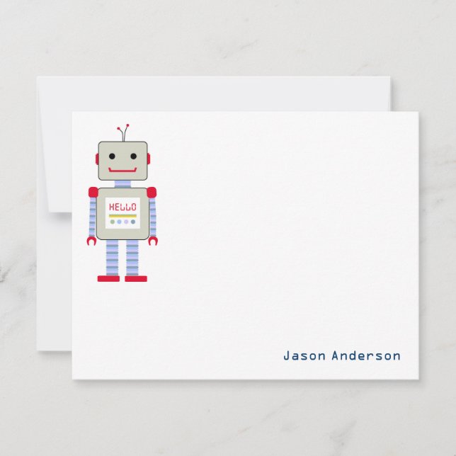 Robot "Hello" Stationery Note Cards (Front)