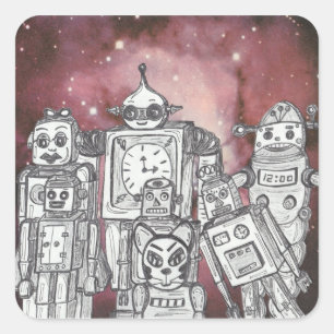 Robot Holiday 1 Square Sticker