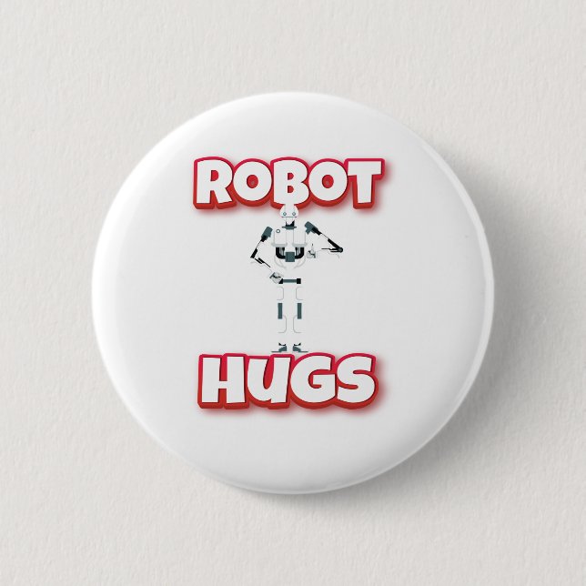 Robot Hugs 2 Inch Round Button (Front)