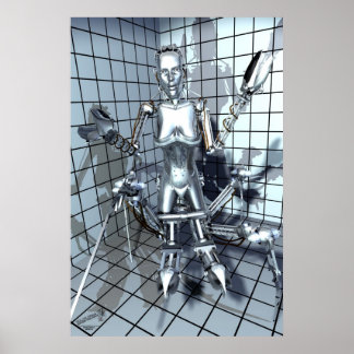 Robot in a Grid Room Poster