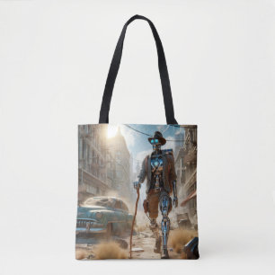Robot in Ghost Town Tote Bag