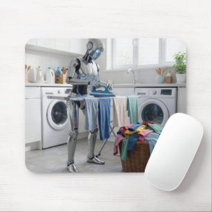 Robot Ironing Clothes Mouse Pad