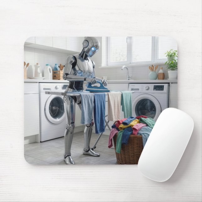 Robot Ironing Clothes Mouse Pad (With Mouse)