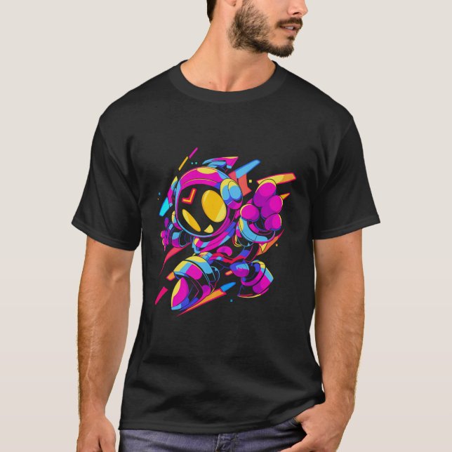 Robot Japonã©S Futurista Cyberpunk Estilo Kawaii T-Shirt (Front)