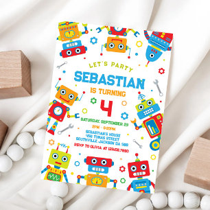 Robot Kids Birthday Invitation