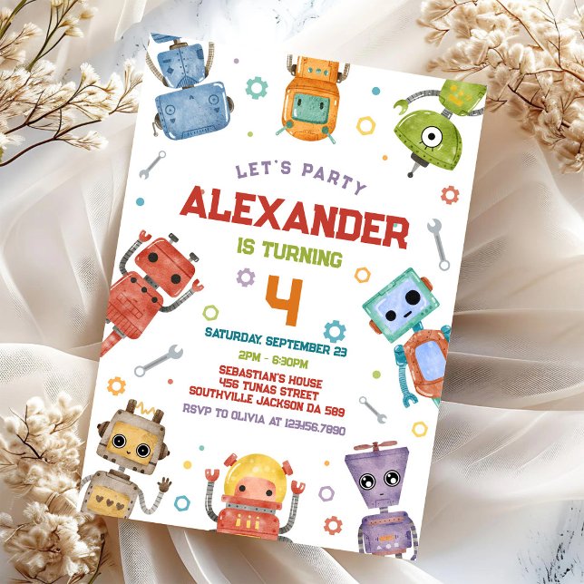 Robot Kids Birthday Invitation (Creator Uploaded)