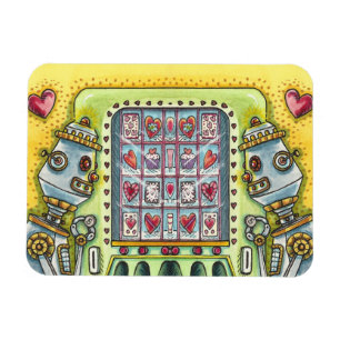 ROBOT LOOKING FOR LOVE HEART VENDING MACHINE CUTE MAGNET