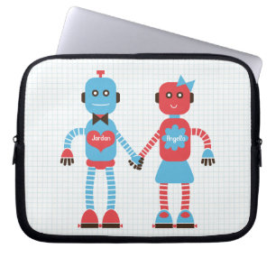 Robot Love Personalized Laptop Sleeve for Couples