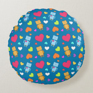 Robot Love Round Pillow