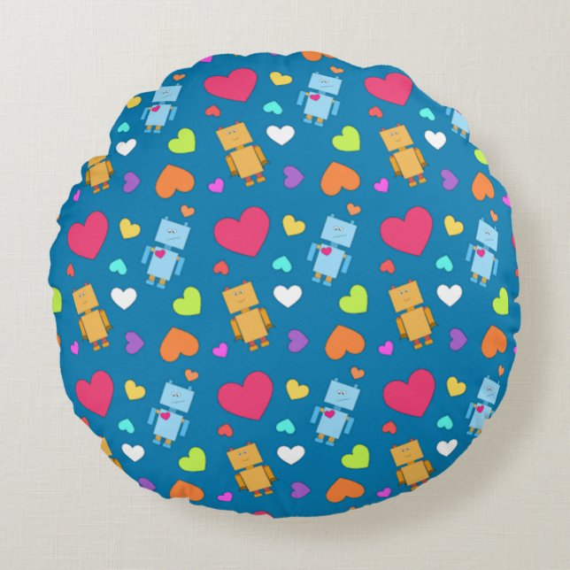 Robot Love Round Pillow (Front)