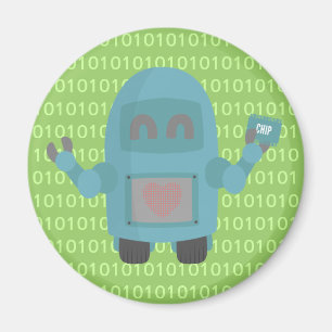 Robot Loves Computer Chips Magnet
