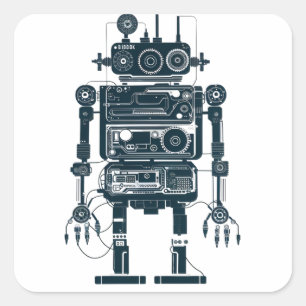 Robot Made of Retro Analogue Equipment  Square Sticker