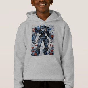 Robot Mech Déni Bleu Avec Roses Rouges