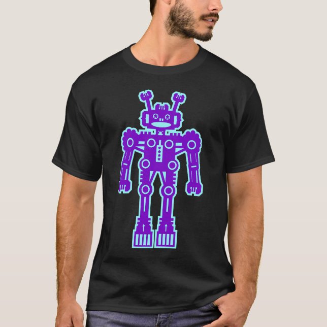 Robot Mk I - (Purple & Lt Blue) - Customized T-Shirt (Front)