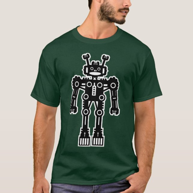 Robot Mk I - (White Outline) - Customized T-Shirt (Front)