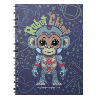 Robot Monkey Spiral Notebook
