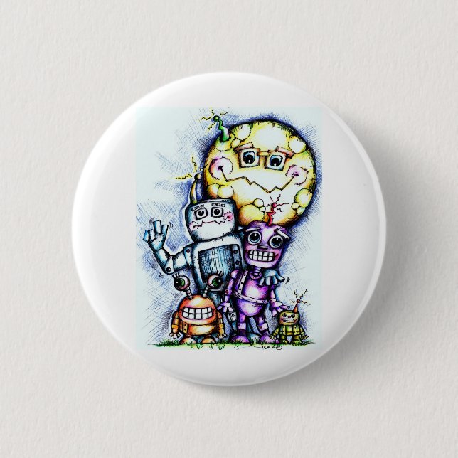 Robot Moon 2 Inch Round Button (Front)
