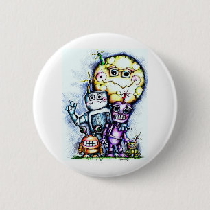 Robot Moon 2 Inch Round Button
