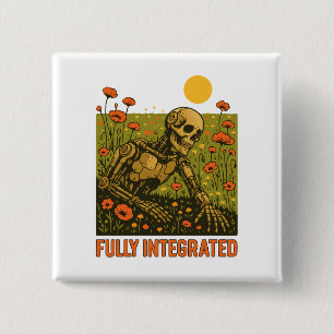 Robot Nature Flowers Blossom Field 2 Inch Square Button