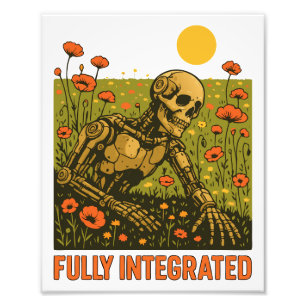 Robot Nature Flowers Blossom Field Photo Print