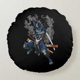 Robot Ninja Samurai Warrior Martial Arts Round Pillow