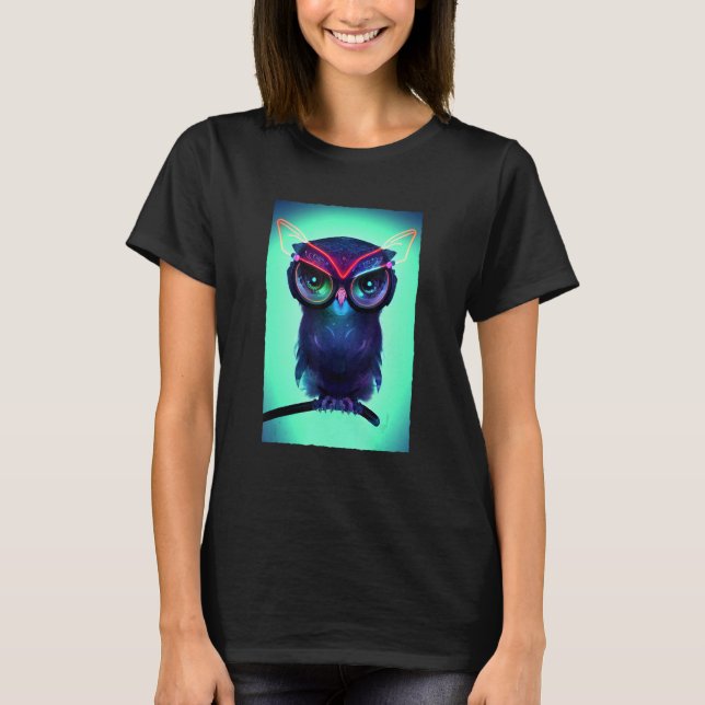 Robot Owl   Cute Cybernetic Science Fiction Owl T-Shirt (Front)