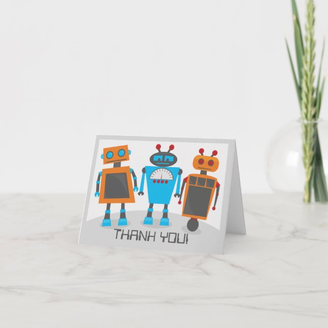 Robot Party Thank You Notecard (Front)