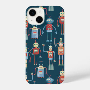 Robot Pattern Dark iPhone 14 Case