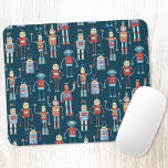 Robot Pattern Dark Mouse Pad<br><div class="desc">Cute and helpful looking retro 1950s style robots. Grandad probably made these in his shed. Artificial Intelligence, but not in a scary way. Original art by Nic Squirrell.</div>