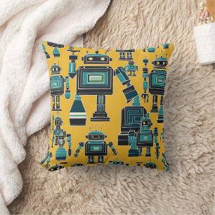 Robot pattern (March of the Machines) Throw Pillow