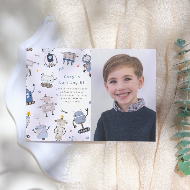 Robot Photo Anniversaire Fête Invitation (Créateur téléchargé)