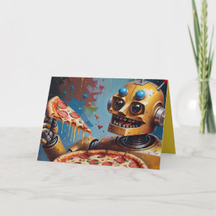 robot pizza card