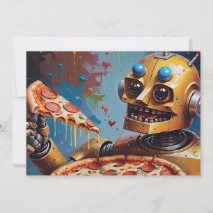 robot pizza invitation